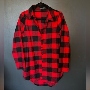 Long Buffalo plaid flannel button up